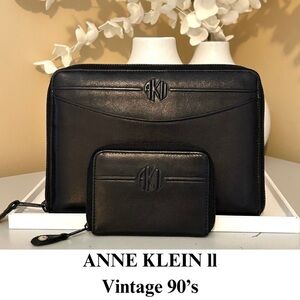 Vintage 90’s Anne Klein II Leather Organizer Bundle: Agenda Cover and Wallet